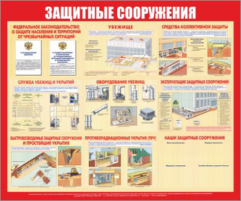 С58 Стенд защитные сооружения (1200х1000 мм, 3 мм, Прямая печать на пластик) - Стенды - Стенды по гражданской обороне и чрезвычайным ситуациям - Магазин охраны труда ИЗО Стиль